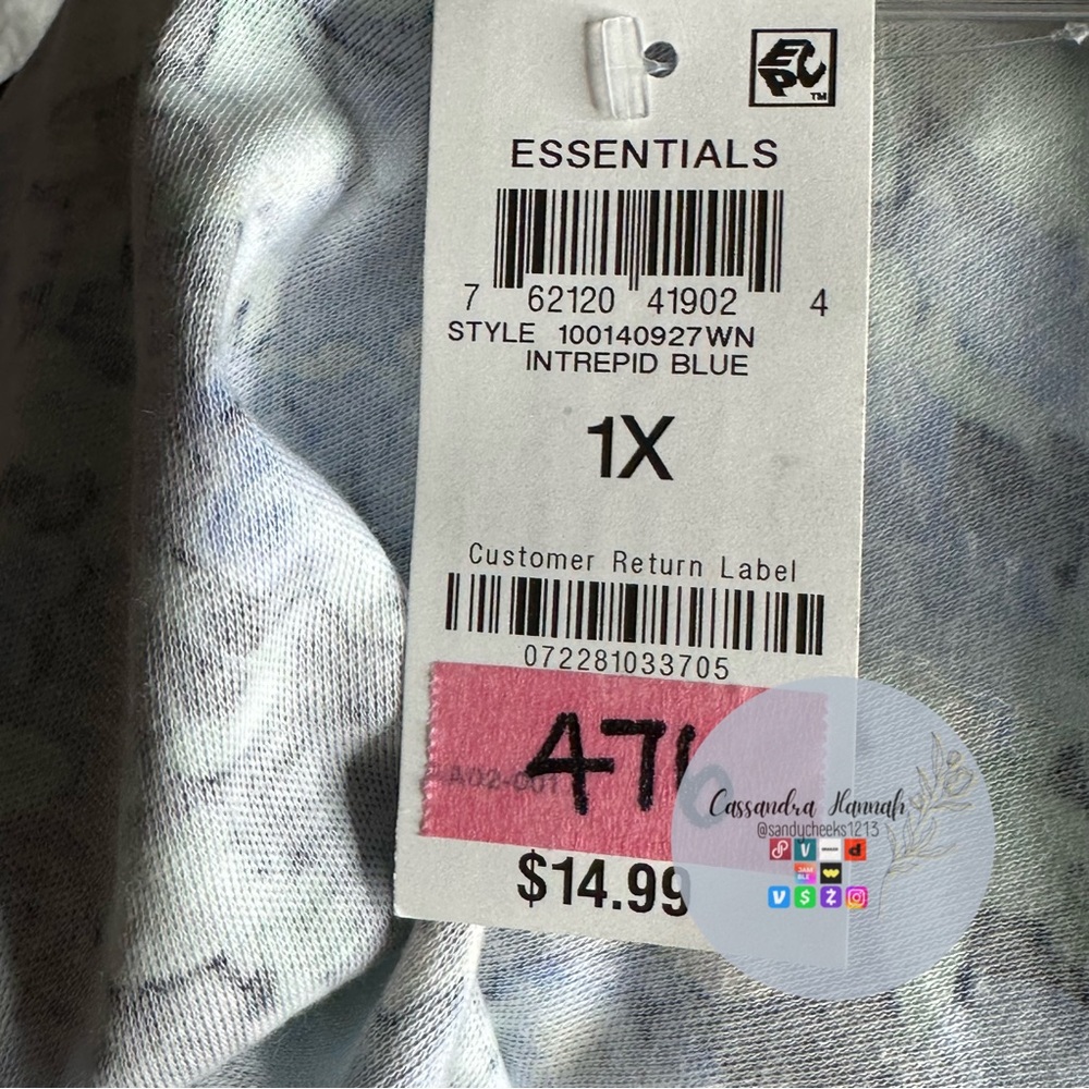 (1X:NWT) $14.99|Karen Scott Sweet Floral Henley Top, Blue - Picture 8 of 15